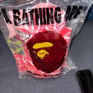 Bape Pink Camo full zip double hooded hoodie